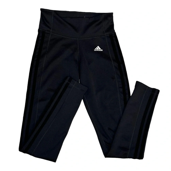ADIDAS Women's Black on Charcoal 3 Stripe Active  Tights Leggings SIZE: XS - Picture 4 of 7